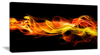 "Vibrant Yellow Red Waves" Abstract Digital Art Canvas Print