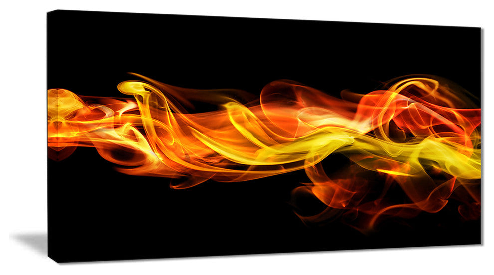 "Vibrant Yellow Red Waves" Abstract Digital Art Canvas Print