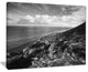 "Sunrise Over Sicily Black And White" Beach Canvas Wall Art, 20"x12"