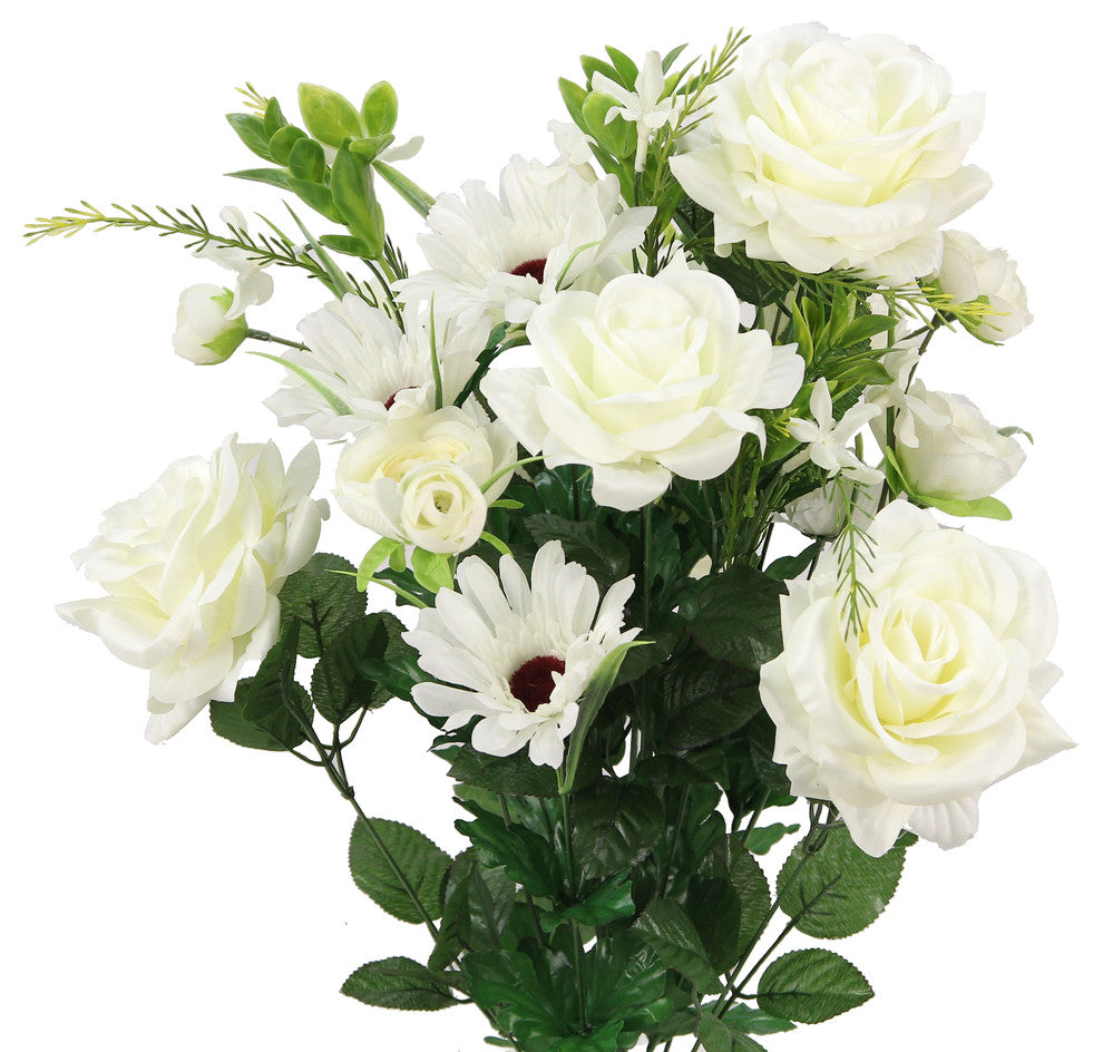 Faux Rose G. Daisy Ranunculus Mixed Flower Bush