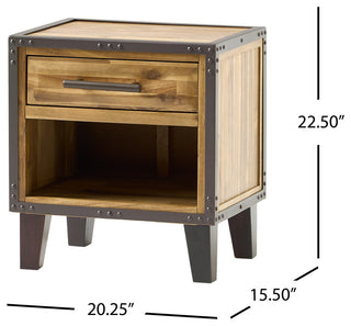 GDF Studio Glendora Solid Wood Single Drawer End Table Nightstand, Natural Stain
