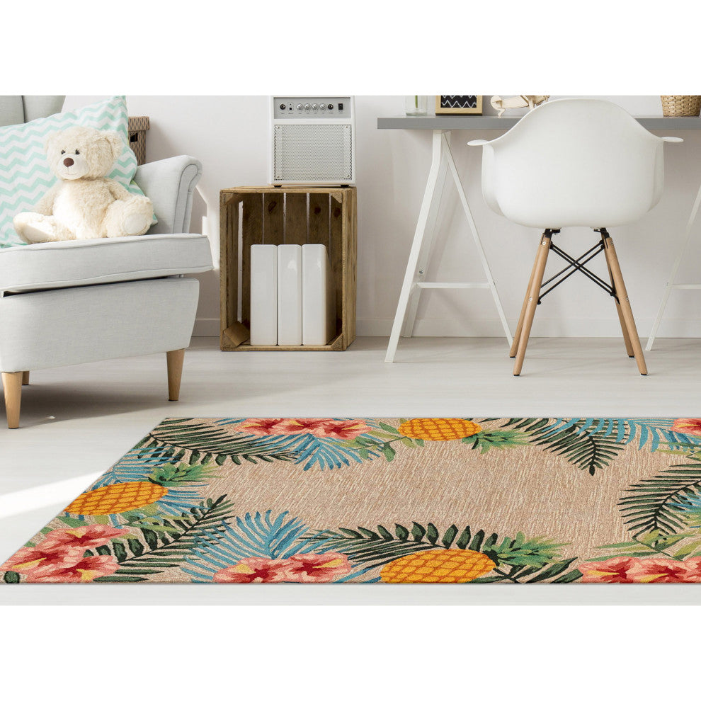 Ravella Tropical Indoor/Outdoor Rug Neutral 3'6"x5'6'