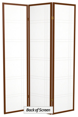 6' Tall Double Cross Shoji Screen, Walnut, 3 Panels