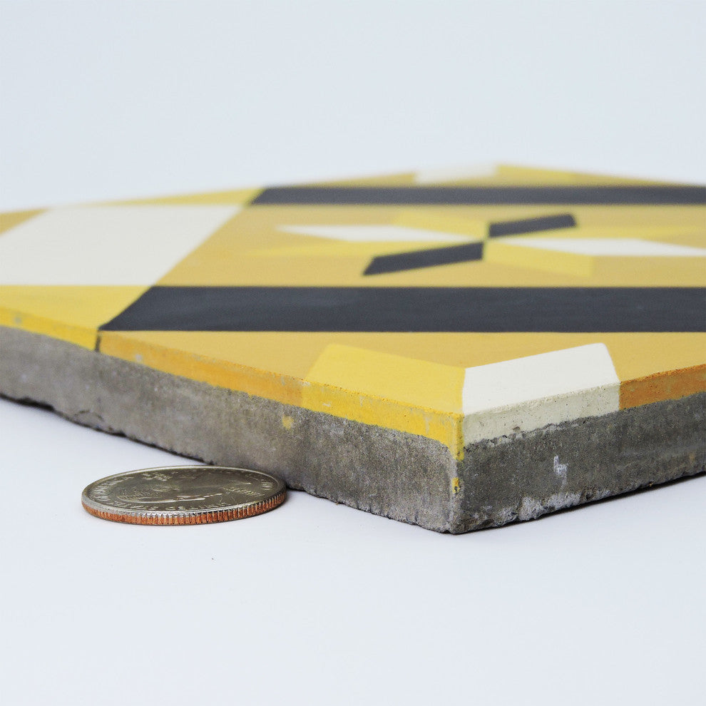 Kotoubia Handmade Cement Tile, Gold/Black/White, Sample