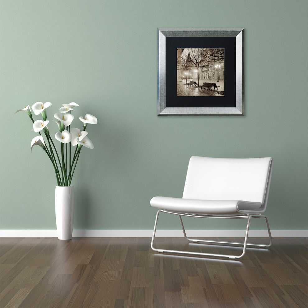 Alan Blaustein 'Oveido Cathedral Bancs II' Art, Silver Frame, Black Mat, 16x16