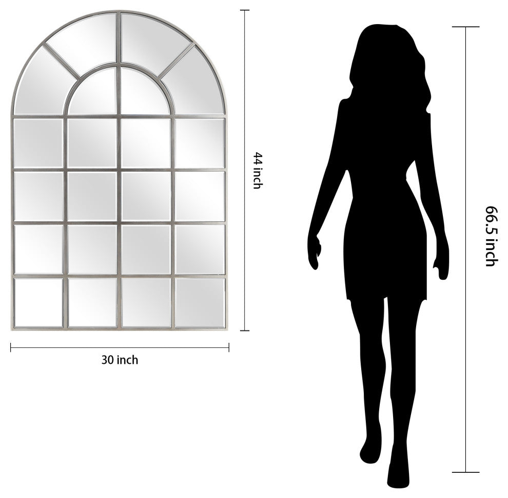 Beveled Arch Window Wall Mirror, 0.25" Beveled Edge, 44"x30" Bathroom Mirror