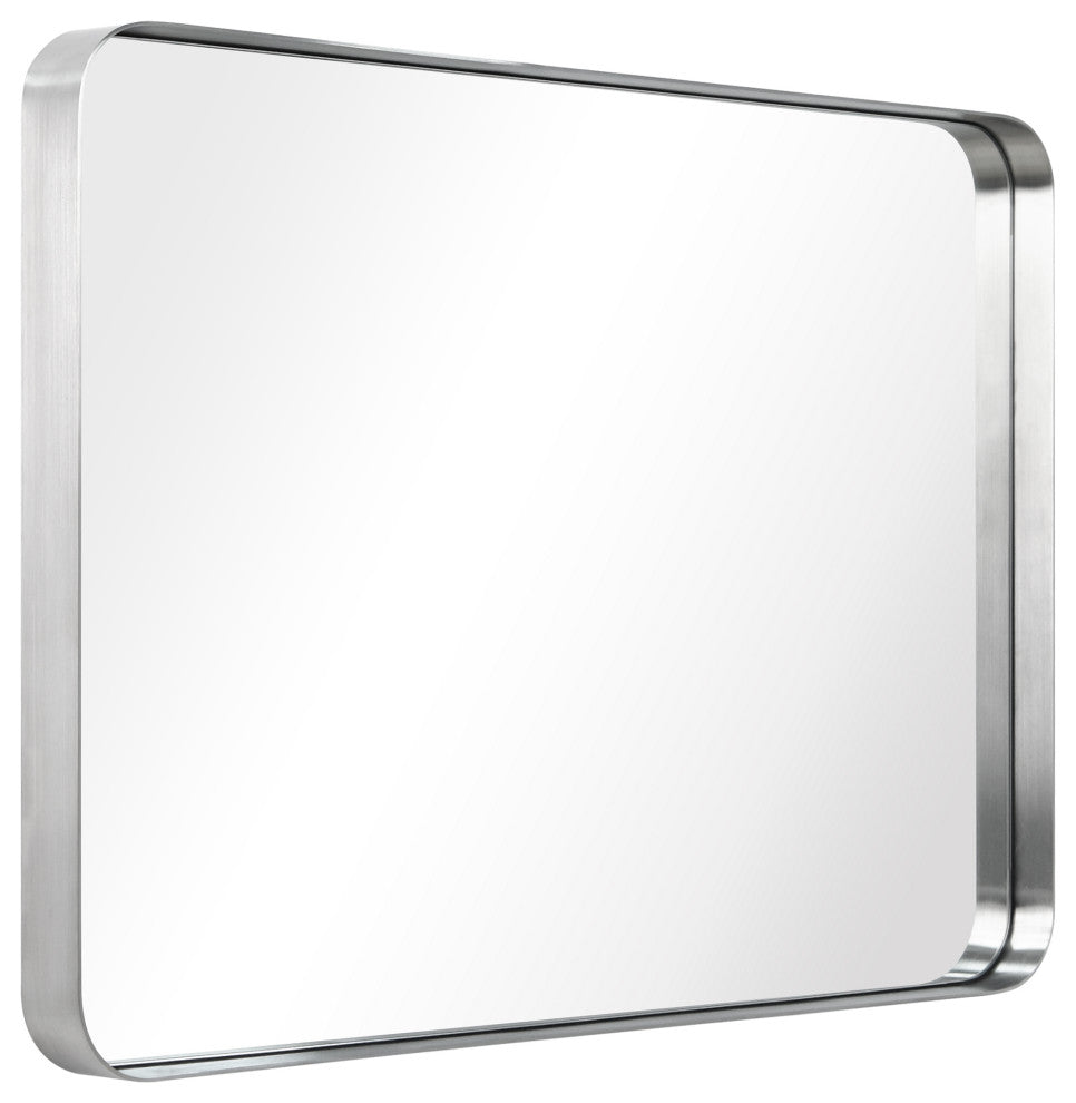 Ultra Stainless Steel Rectangular Wall Mirror, Silver, 24"x36", Brushed