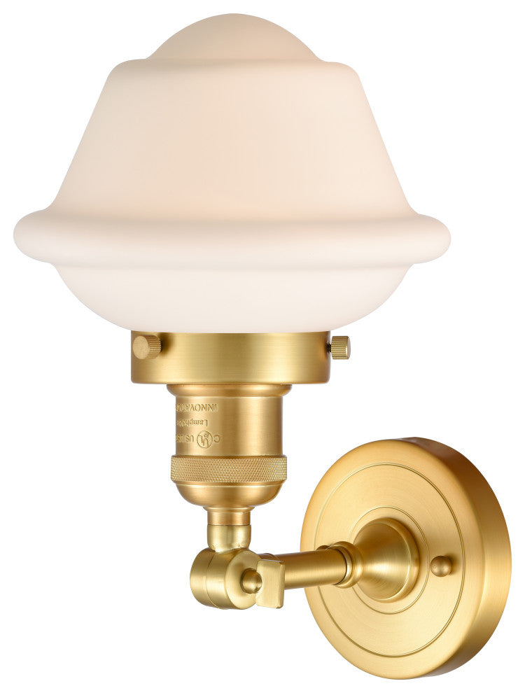 Small Oxford 1 Light Sconce, Satin Gold, Matte White