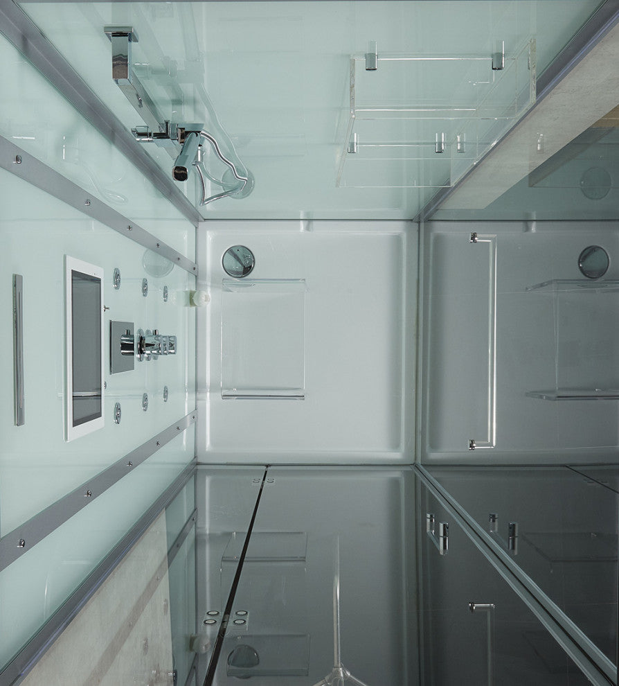 Platinum Arezzo Walk-in Steam Shower Sauna Spa w/ jets Smart TV Bluetooth, White, Left Position