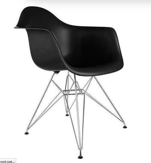 Eiffel Molded Wire Base Arm Chair, Black