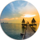Walking Path To Temple In The Sea, Sea Bridge Round Wall Art, 23"
