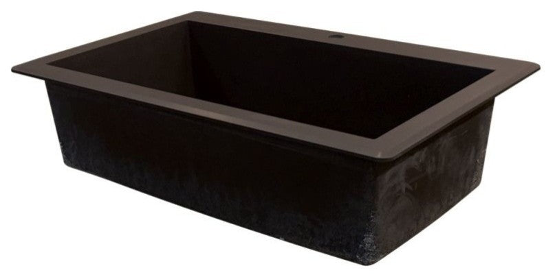 Radius 33" silQ Granite Single Bowl Kitchen Sink with 4 Holes in Espresso