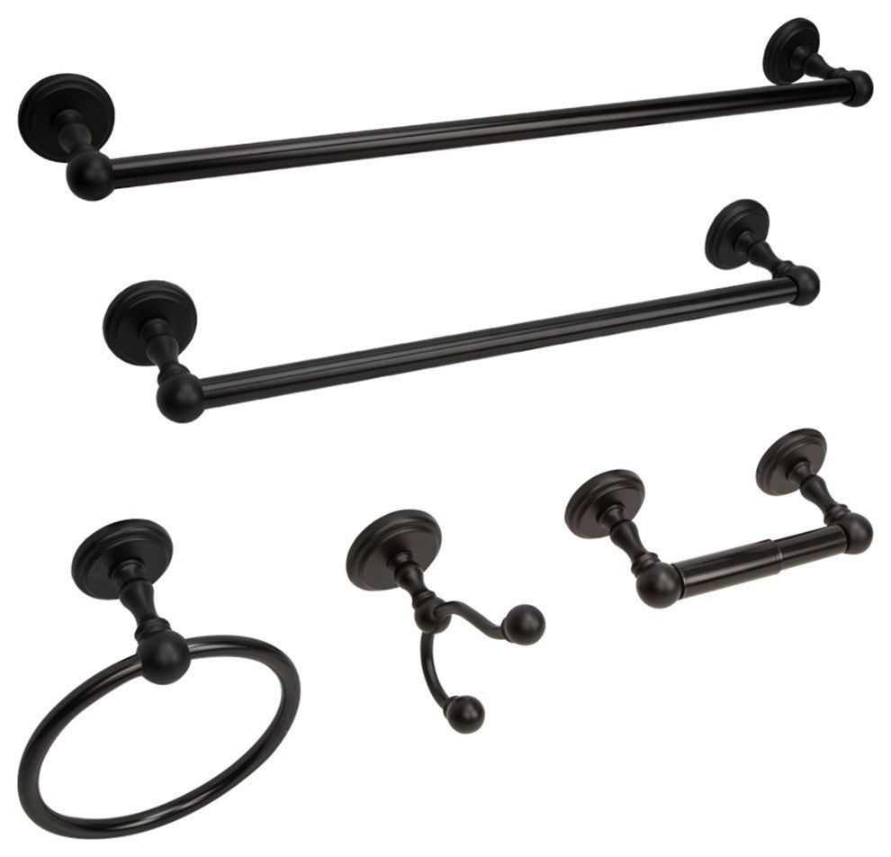 Vanity Art Oil Rubbed Black 5-Piece Bathroom Hardware Set LF34-ORB