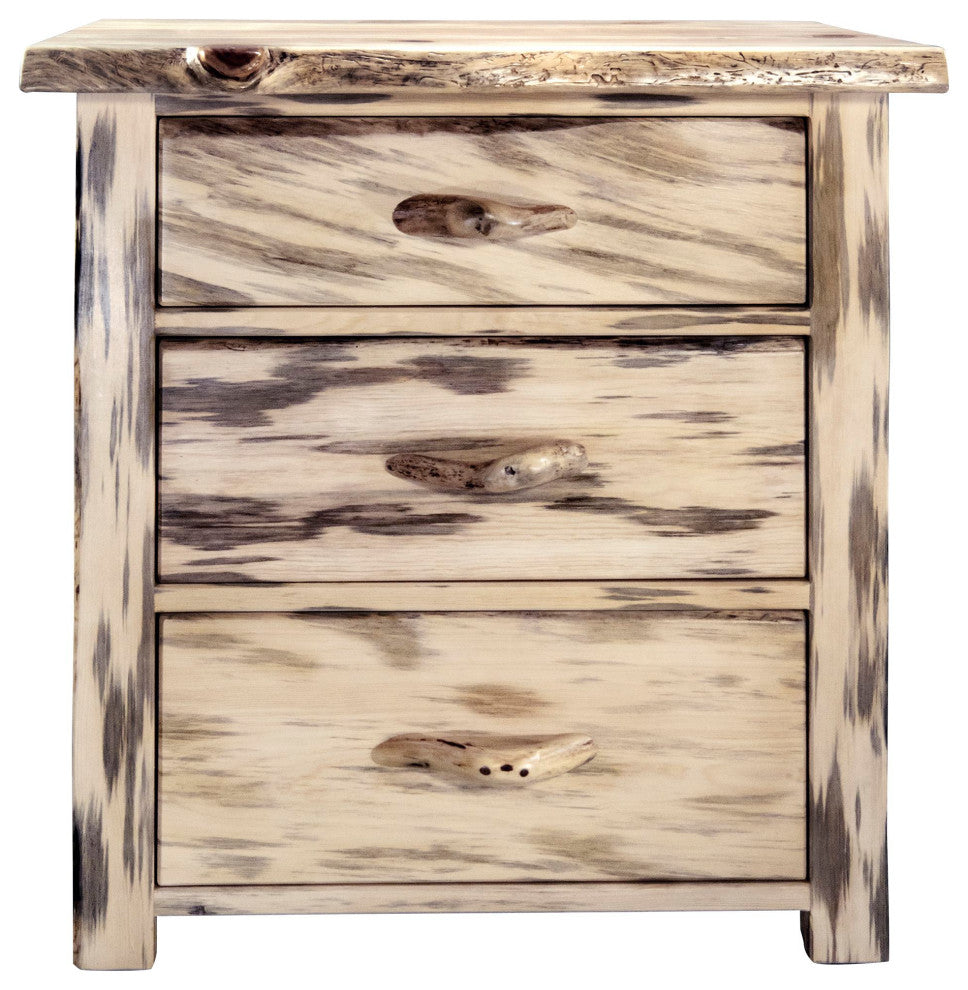 Big Sky Collection Live Edge 3 Drawer Chest of Drawers, Natural