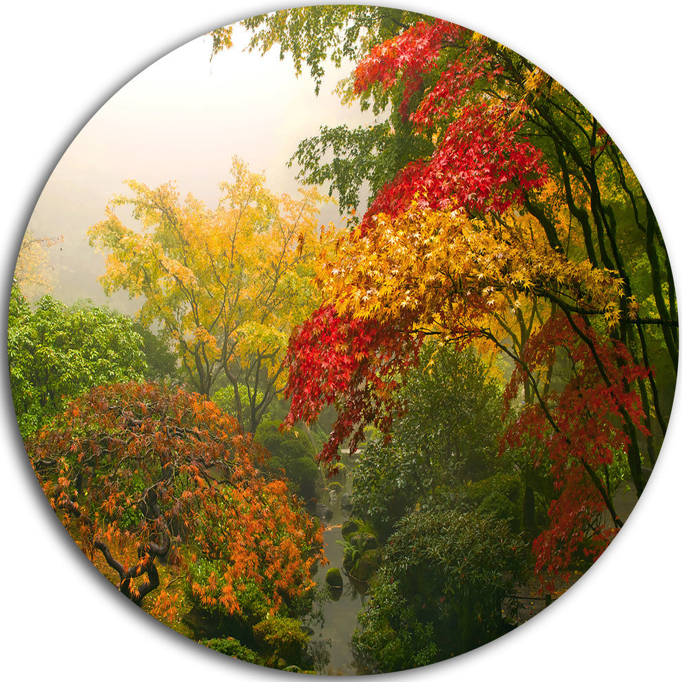 Colorful Maple Trees, Floral Photography Disc Metal Wall Art, 11"