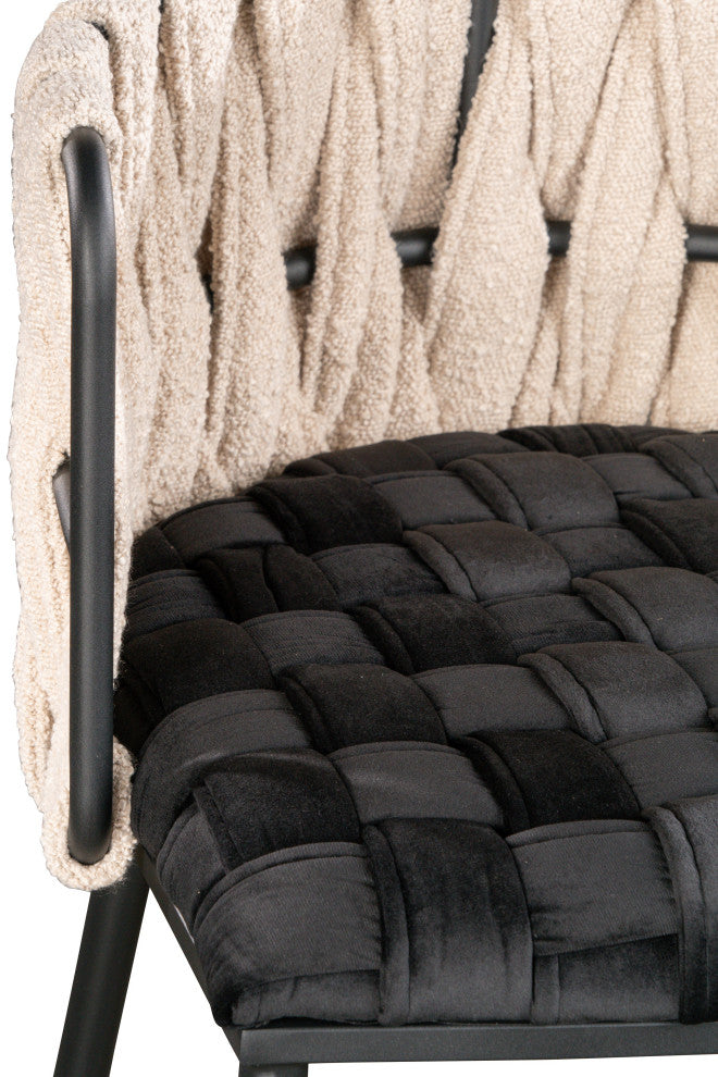 Laguna Silver and White Round 54" Dining Table With 6 Chairs, Black and White