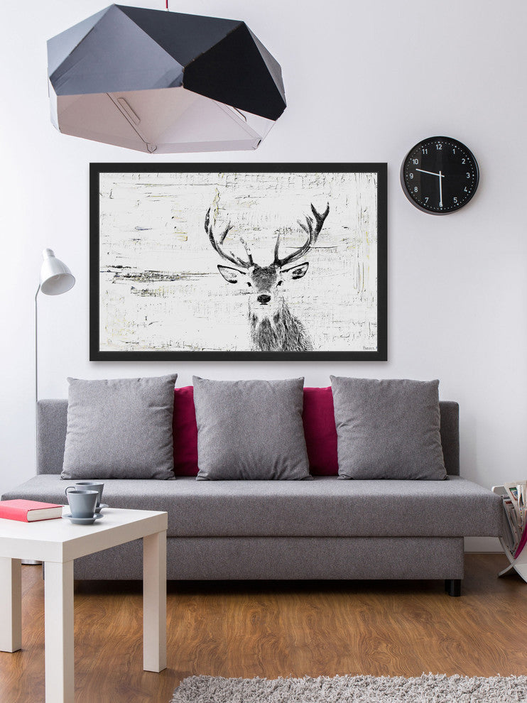 Parvez Taj "Inquisitive Deer" Framed Painting Print, 45"x30"