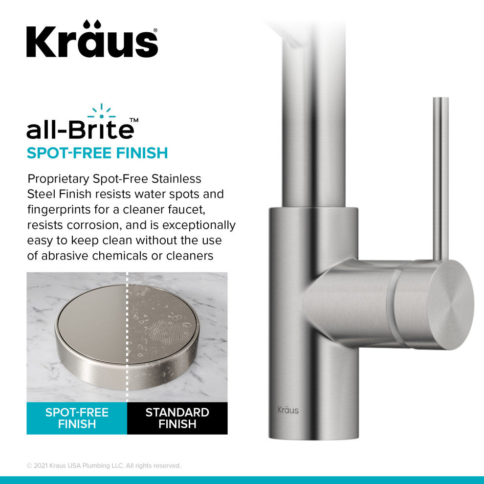 Oletto Commercial Pull-Down 1-Hole Kitchen Faucet, SFS Steel