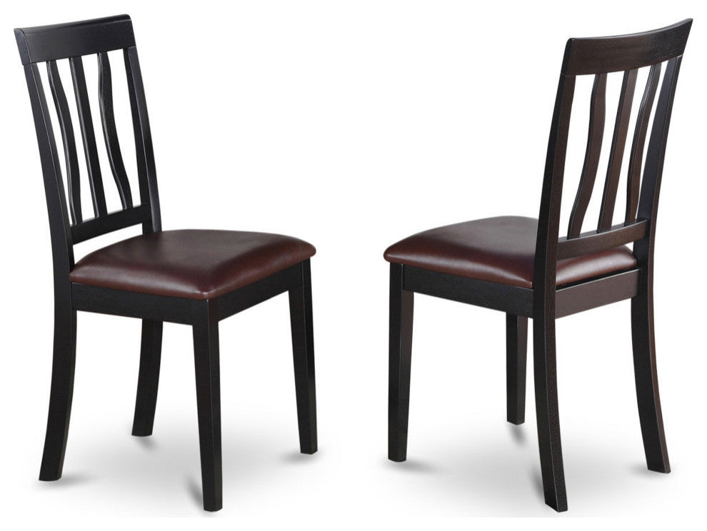 3 Pc Set With A Round Dinette Table And 2 Leather Kitchen Chairs, Black