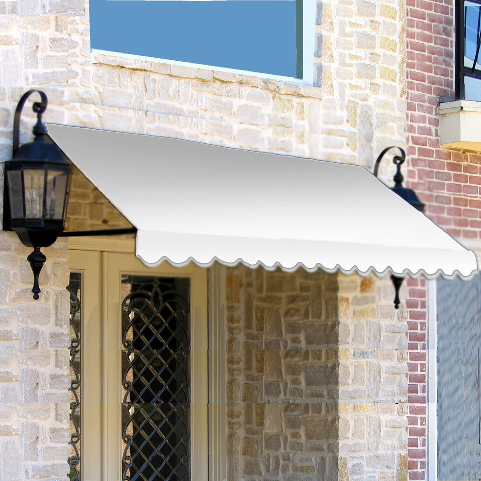 Awntech 4'' Dallas Retro Acrylic Fabric Fixed Awning, White