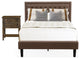 2Pc Bedroom Set, 1 Bed Frame Brown Padded, 1 Nightstand, Black Legs