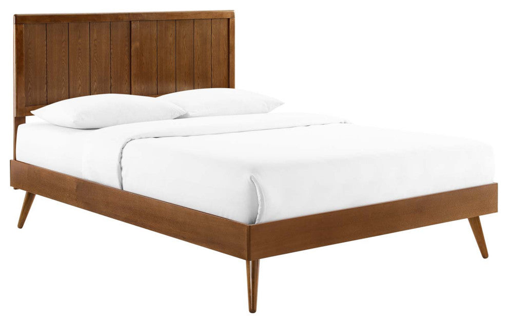 Alana Queen Wood Platform Bed With Splayed Legs Walnut