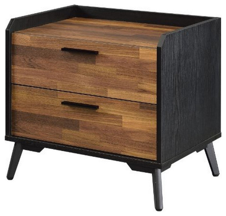 Benzara BM251228 Accent Table With Tempered Tier Shelf, Brown and Black