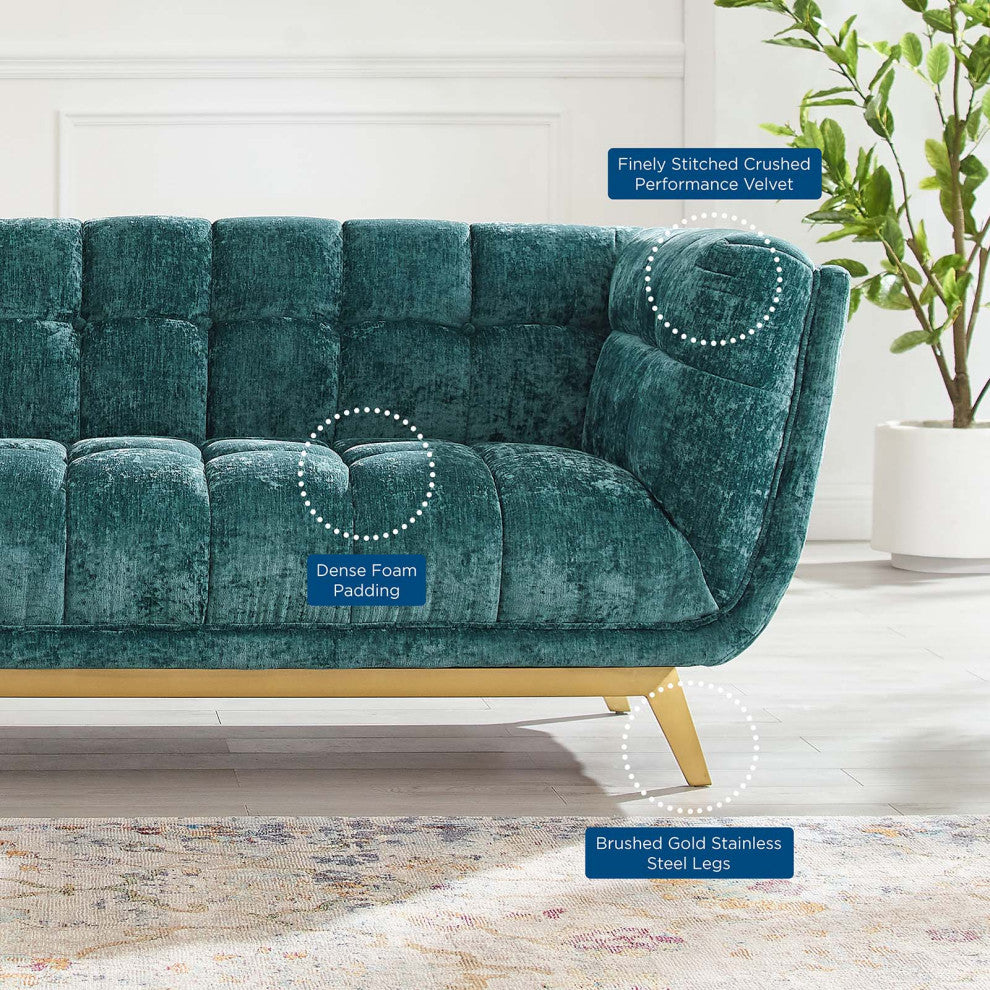 Sofa, Velvet, Teal Blue, Modern, Living Lounge Room Hotel Lobby Hospitality