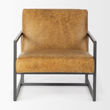 Armelle Genuine Leather With Solid Iron Frame Accent Chair