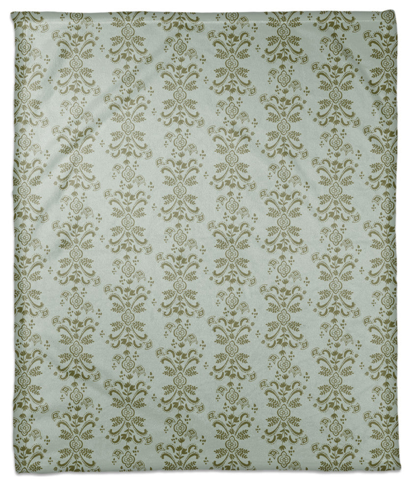 Green Floral Crest 50x60 Coral Fleece Blanket