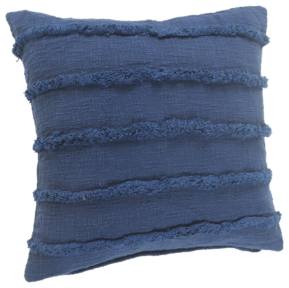 Overtufted Solid Throw Pillow, Deep Blue