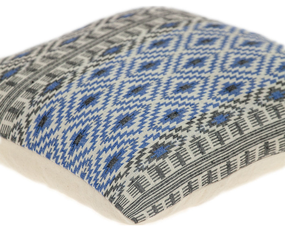 Gray and Blue Aztec Diamond Throw Pillow