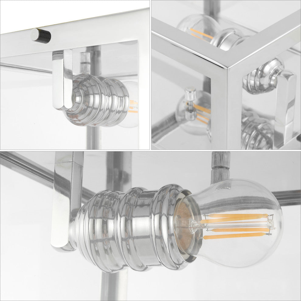 Grayson 12" Metal and Glass LED Flush Mount, Chrome