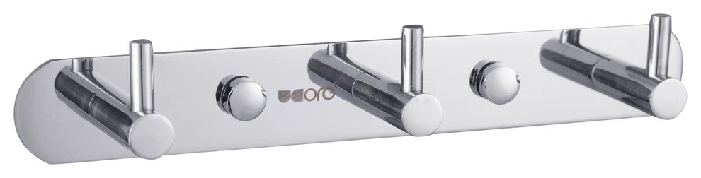 Stainless Steel 3-Prong Robe Hook, 8"
