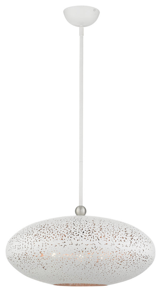 Livex Lighting Charlton 3 Light White With Brushed Nickel Accents Large Pendant