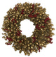 Gold Nigella Wreath With Red Canella Berries, 15"
