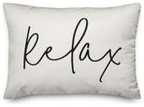 'Relax' Thin Script Outdoor Lumbar Pillow, Black