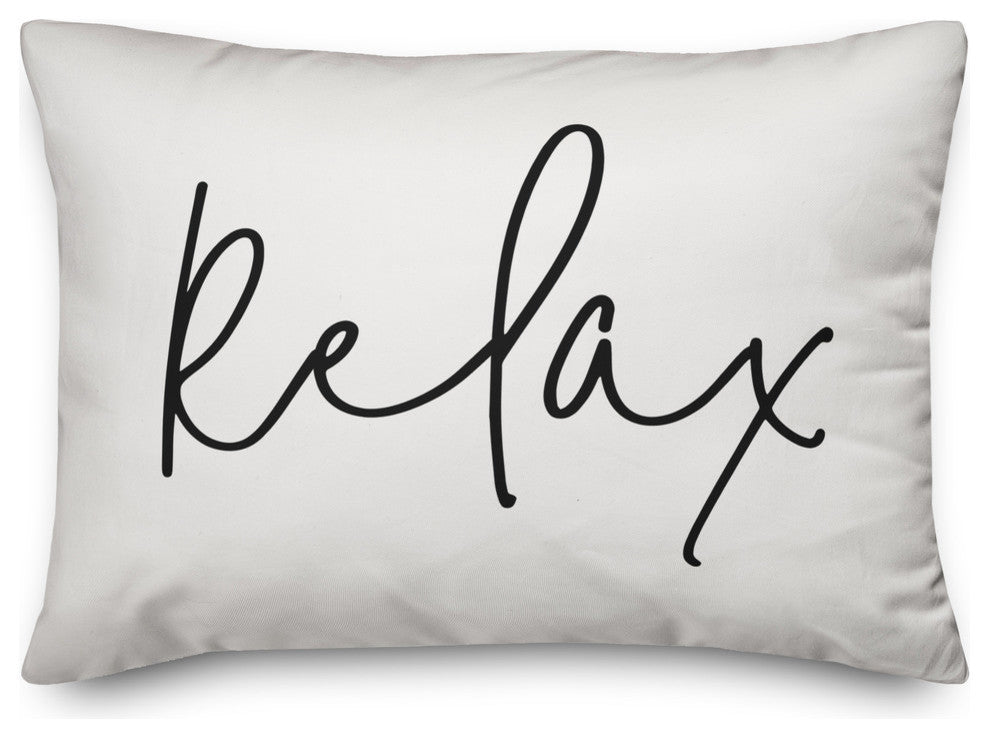 'Relax' Thin Script Outdoor Lumbar Pillow, Black