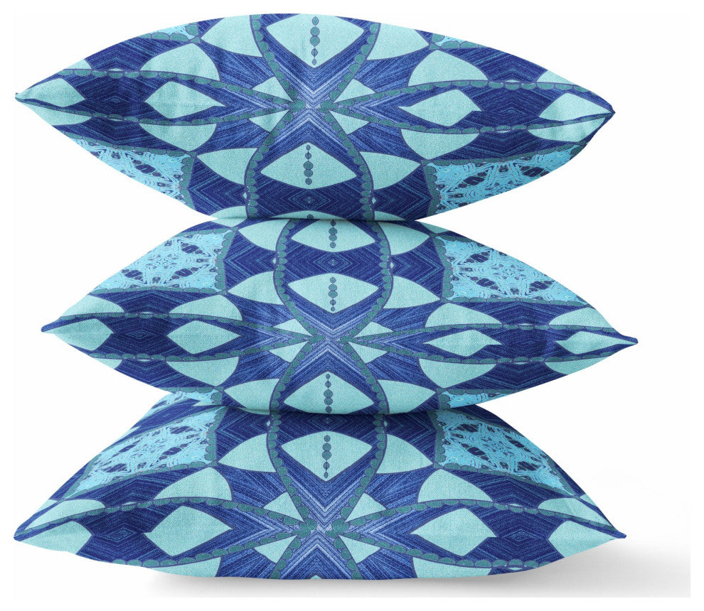 20" Sky Blue Cosmic Circle Boho Suede Throw Pillow