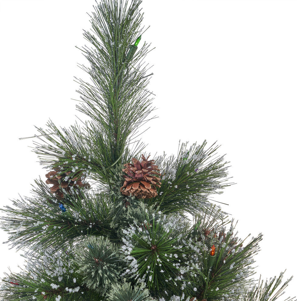 Jody 7' Pine and Mixed Spruce Artificial Christmas Tree, Pre-Lit Multi-Colored