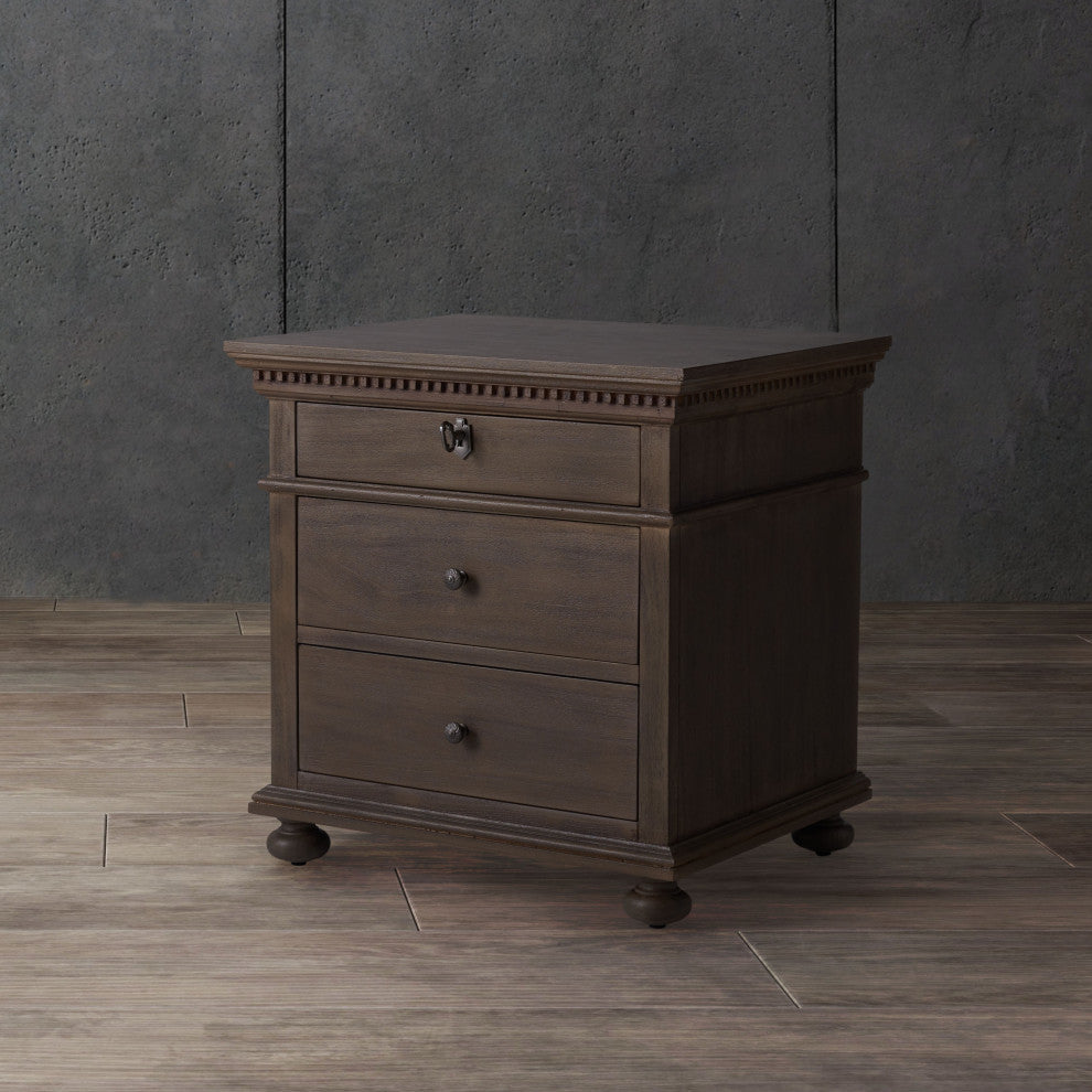 Safavieh Couture Allisyn 3 Drawer Wood Nightstand, Light Brown