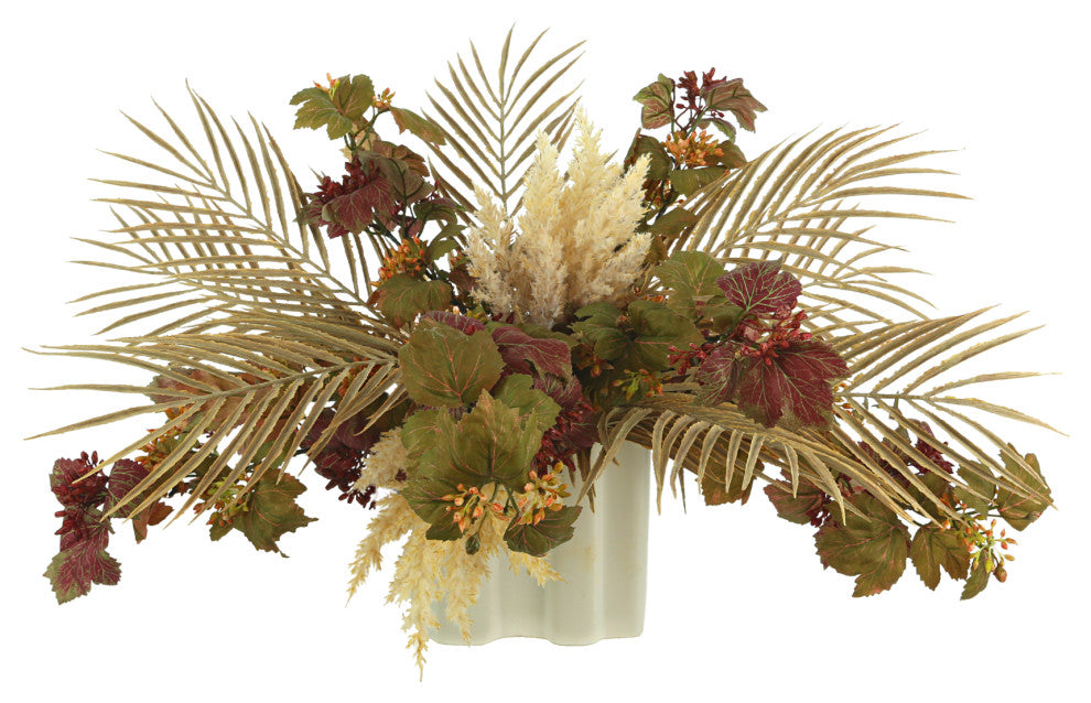 Danica Ivy and Areca Palm Arrangement in a Ceramic Vase