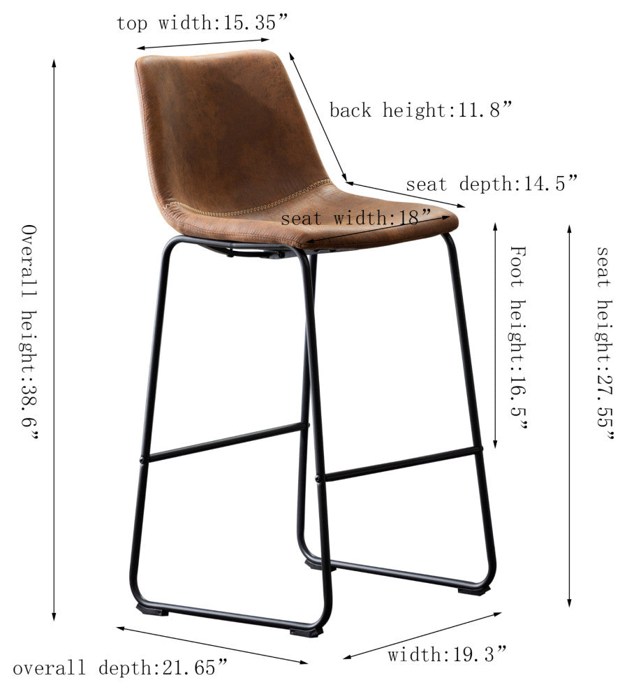Home Beyond Synthetic Leather Dining Chairs Armless, Set of 2, Brown
