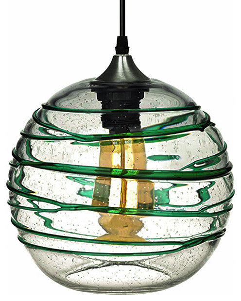 1-Pack kitchen decor Glass hanging lamp 9inch Green pendant lights