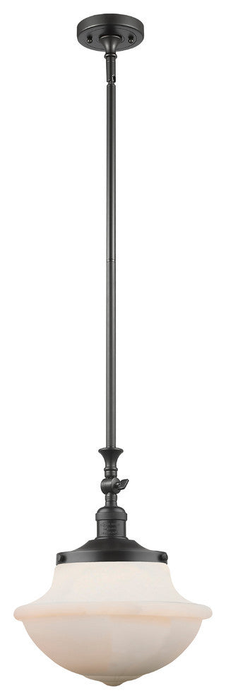 Large Oxford 1-Light Mini Pendant, Oil Rubbed Bronze, Matte White