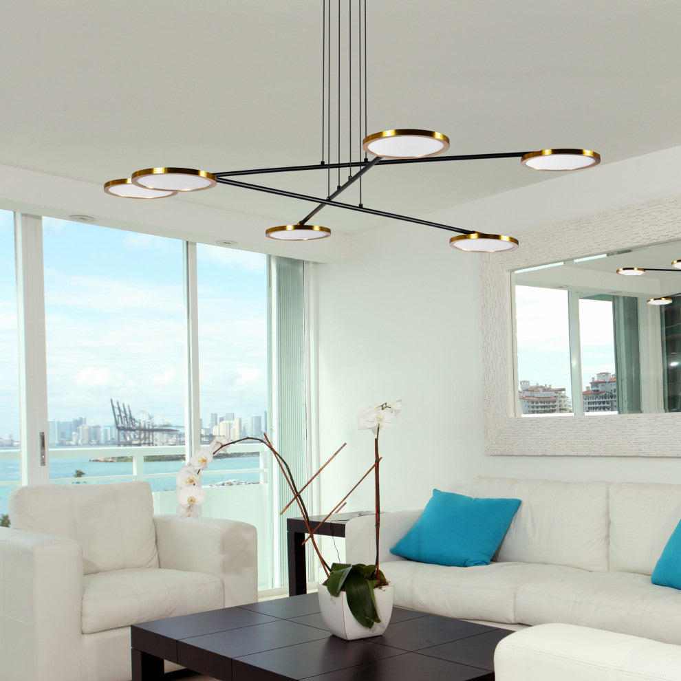 Torino 39" ETL Certified Integrated LED Chandelier, Antique Brass
