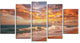 Waves under Colorful Clouds, Large Seashore Canvas Print, 60"x32", 5 Panels