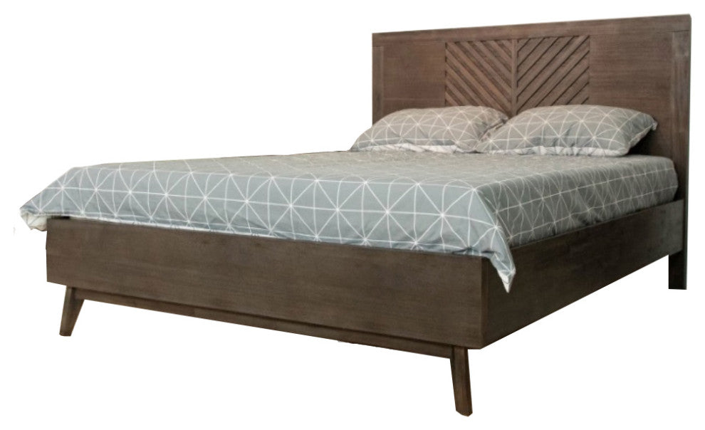 Modrest Daisy Mid-Century Dark Acacia Bed, Queen