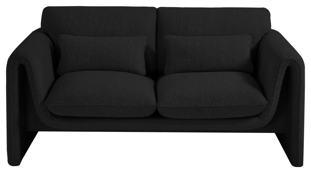 Stylus Boucle Fabric Upholstered Loveseat, Black