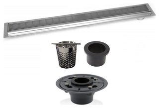 Offset Linear Drain, 60 Inch Side Outlet Linear Drain Complete Set, Wedge